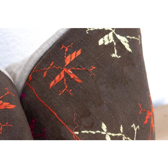 Tribal Obsidian Bloom, Set of 2 Antique Phulkari Pillow Covers For Sale - Image 3 of 7