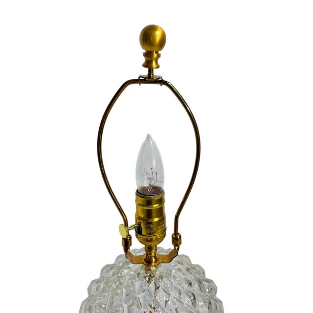 Vintage Pressed Glass Table Lamp With Custom Scalamandre Style Tiger Print Shade For Sale - Image 6 of 11