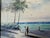 Sky Blue Vintage H. Cole Impressionist Tropical Beach Scene Oil on Canvas Painting, Framed For Sale - Image 8 of 11
