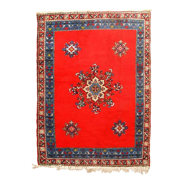 1970s Handmade Vintage Moroccan Berber Rug For Sale