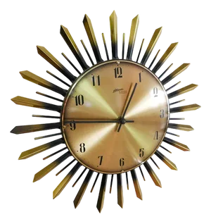 Brass Sunburst Wall Clock from Atlanta Electric, Germany, 1960s