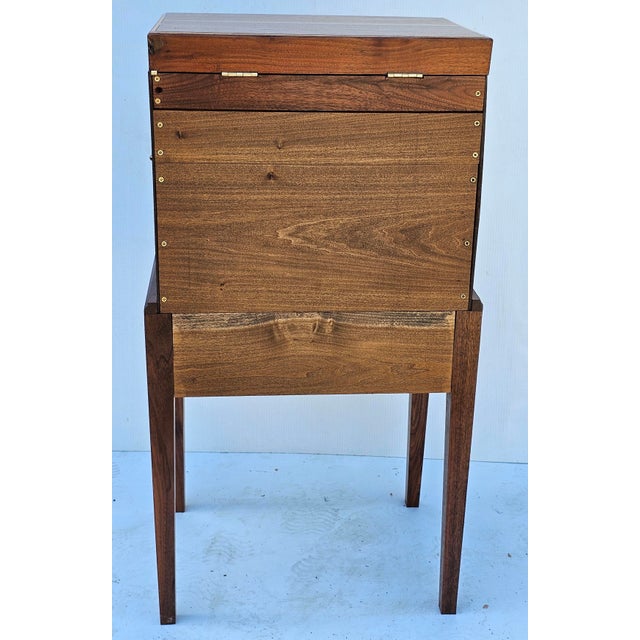 Handcrafted Federal Solid Black Walnut and Satinwood Silver Smith Chest For Sale - Image 10 of 12