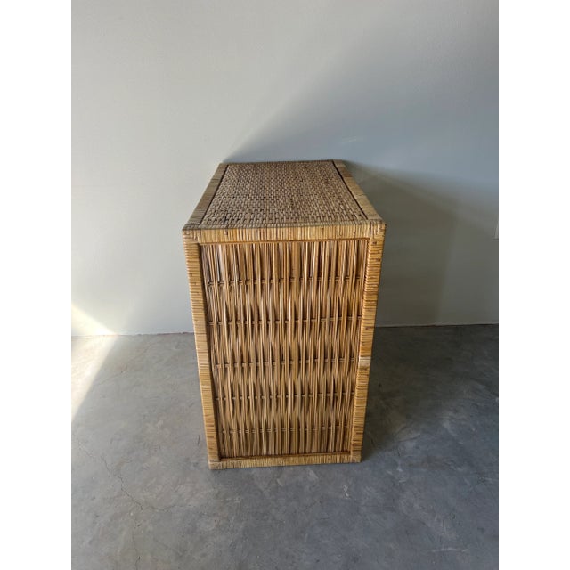 Brown Vintage Coastal Wrapped Rattan Three - Tier Nightstand / Shelf For Sale - Image 8 of 10