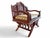 Make a majestic statement with this extraordinary vintage hand-carved teak wood master chair or mini-settee. Featuring a...