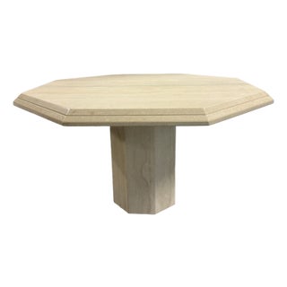 Late 20th Century Stone International Post Modern Travertine Octagonal Table For Sale