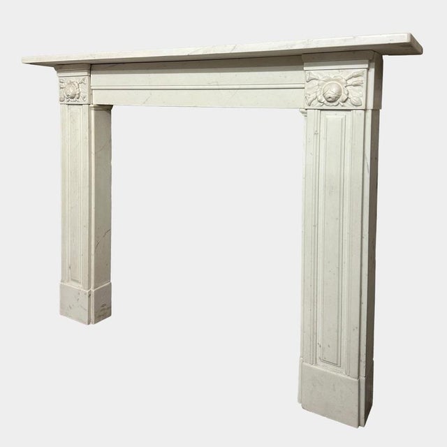Regency English Fireplace Mantels in White Marble, 1830, Set of 2 For Sale - Image 9 of 17