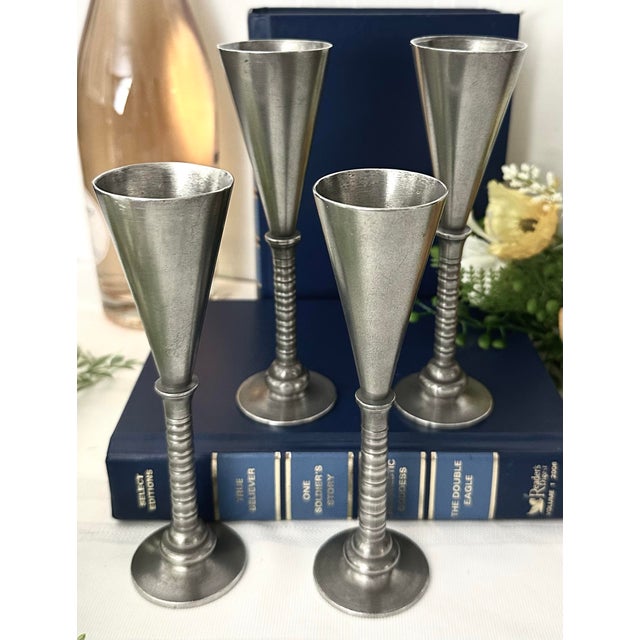 Vintage Gunner Havstad Pewter Cordial Signed Wine Cups - Set of 4 For Sale - Image 9 of 11