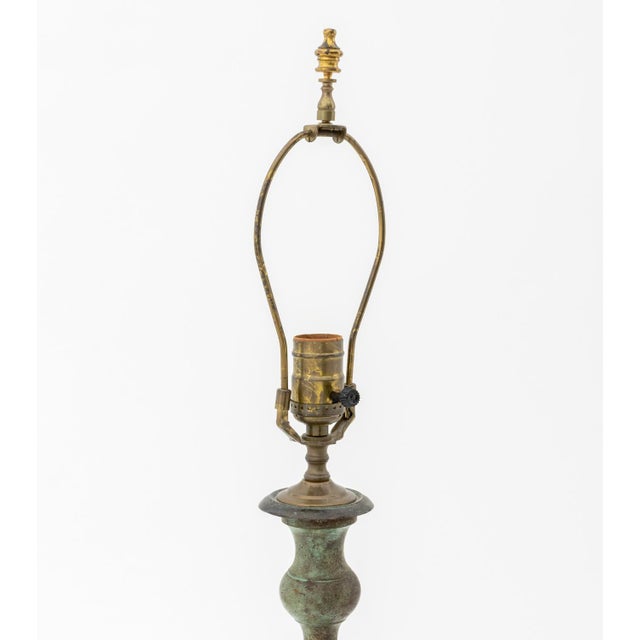 Off-white Modern Verdigris Bronzed Table Lamps, Pair For Sale - Image 8 of 8