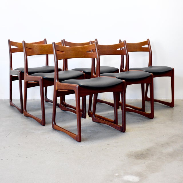 1960s 1960s Danish Teak Set of 6 Newly Restored & Upholstered Dining Chairs For Sale - Image 5 of 15