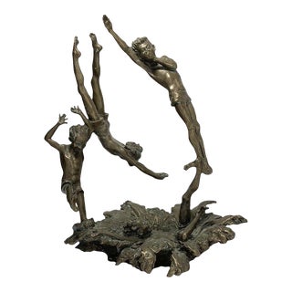 Mark Hopkins “Last One In” Bronze Sculpture, Signed C.1989 For Sale