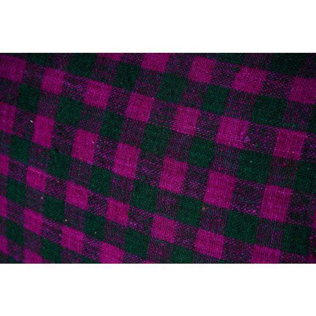 Purple and Black Plaid Turkish Pillow Covers - A Pair For Sale - Image 4 of 4