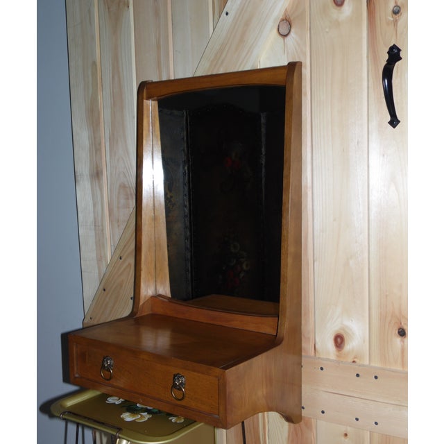 Vintage Mid Century Danish Modern Walnut Wall Mirror With Shelf