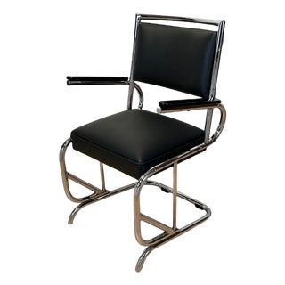 Bauhaus Chromed Tubular Steel and Leather Cantilever Armchair, Germany, 1935 For Sale