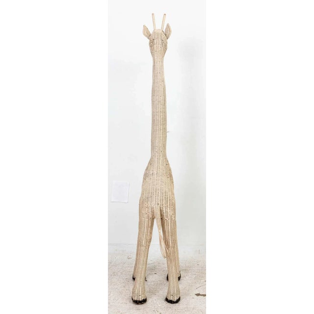Wood Large Wicker Rattan Standing Giraffe For Sale - Image 7 of 7
