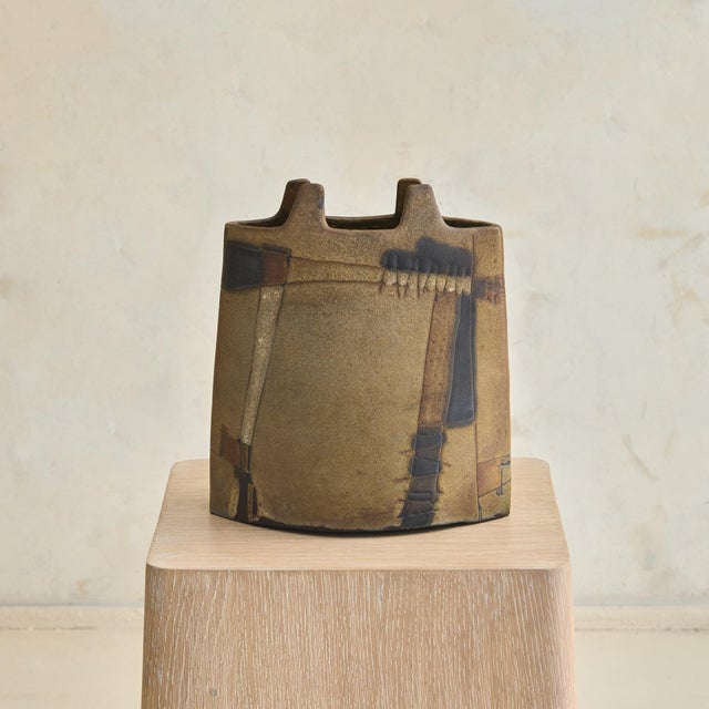 Mid 20th Century Italian FArte Textured Ceramic Vase, 1960s For Sale - Image 5 of 11
