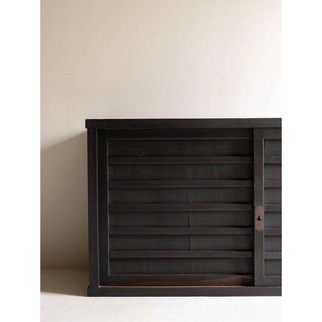 Japanese Antique Large Black Tansu 1860s-1900s / Sideboard Wabisabi For Sale - Image 14 of 18