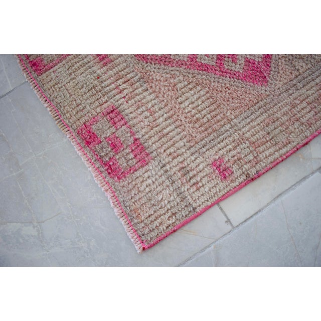 1970s Runner Rug Kurdish Turkish Hand-Knotted Narrow Hallway Decor Magenta 2x11 Ft Approx For Sale - Image 9 of 16