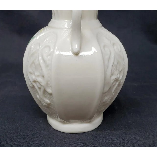 Vintage Belleek Shamrock 8 Panel Vase With Handles 6" - 1955 - 1965 - Ireland For Sale In Los Angeles - Image 6 of 14