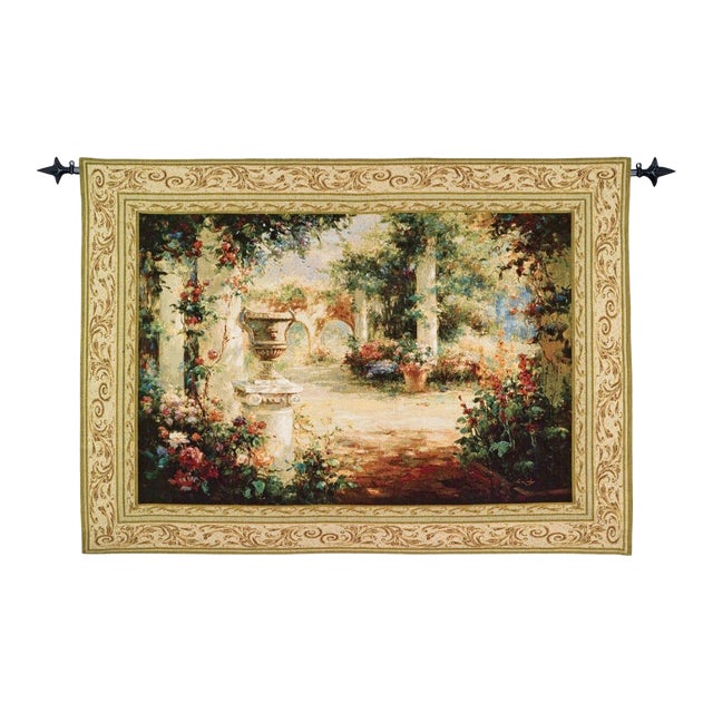 Sunlit Courtyard Loom Woven Tapestry - 133 X 173 Cm (4'5" X 5'8") - Requires Rod Size 4 For Sale