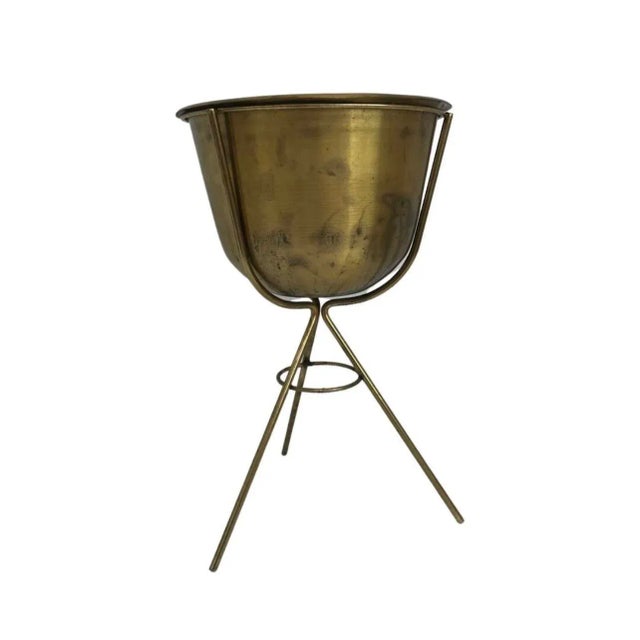Vintage Mid Century Modern Solid Brass Planter For Sale - Image 9 of 9
