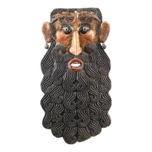 Mexican Guerrero Painted Copper Barbone Mask