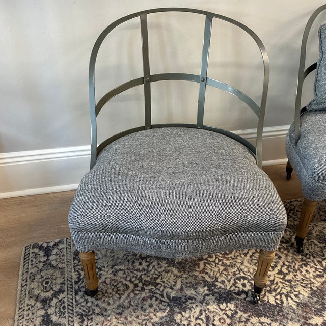 Gray Restoration Hardware (Rh) French Couturier’s Chairs Pair (2) For Sale - Image 8 of 10