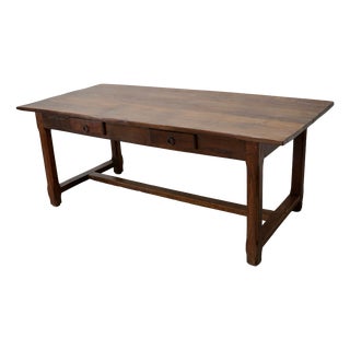 Early 20th Century French Rustic Oak & Elm Farmhouse Dining Table, 1890s For Sale