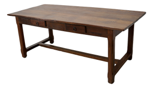 Early 20th Century French Rustic Oak & Elm Farmhouse Dining Table, 1890s