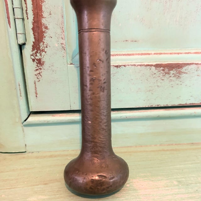 Vintage 19th Century Pharmacy Apothecary Brass Mortar and Pestle Set For Sale - Image 11 of 12