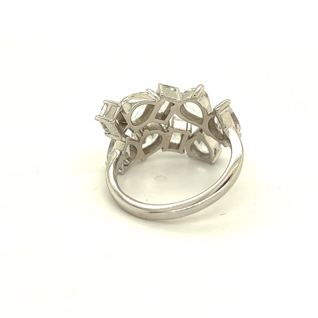 Silver Natural Sapphire Ring 14k W Gold 5.76 TCW Certified For Sale - Image 8 of 14