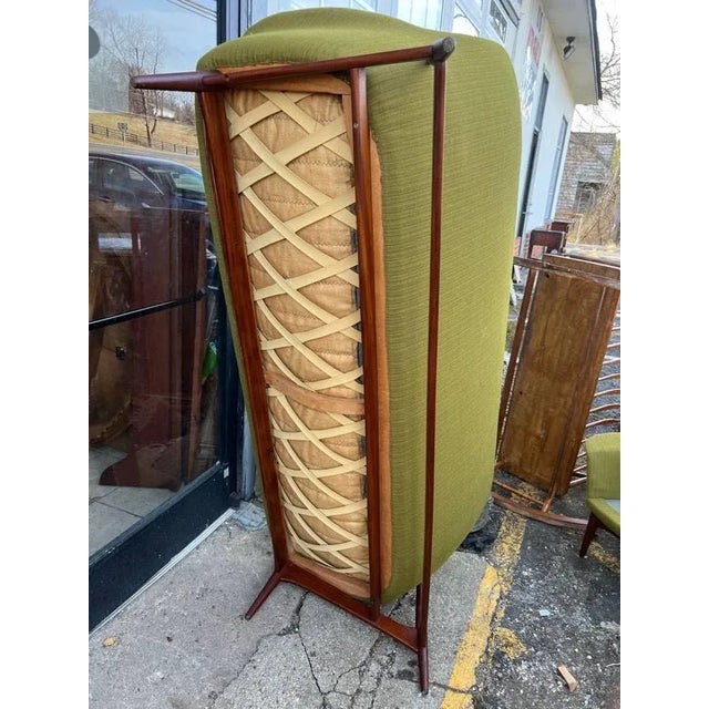 Wood Mid Century Hans Olsen for Bramin Teak Frame Moss Green Upholstered Sofa 1950s For Sale - Image 7 of 13