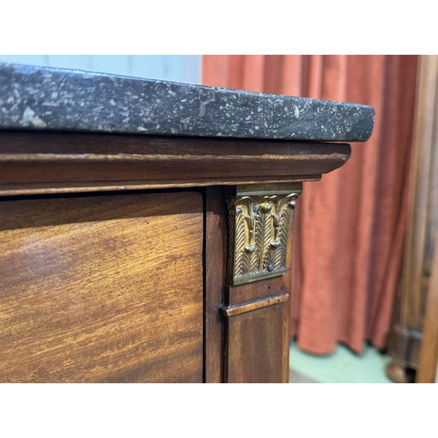 19th Century Empire Mahogany Chest of Drawers with a Marble Top For Sale - Image 6 of 18
