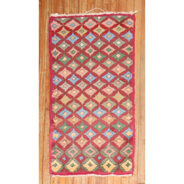 Red Turkish Deco Scatter Rug, 2'1'' X 4 For Sale - Image 8 of 8