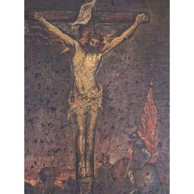 Baroque After Lucas Cranach the Elder, Crucifixion with Centurion, 1800s, Oil on Canvas & Wood For Sale - Image 3 of 12