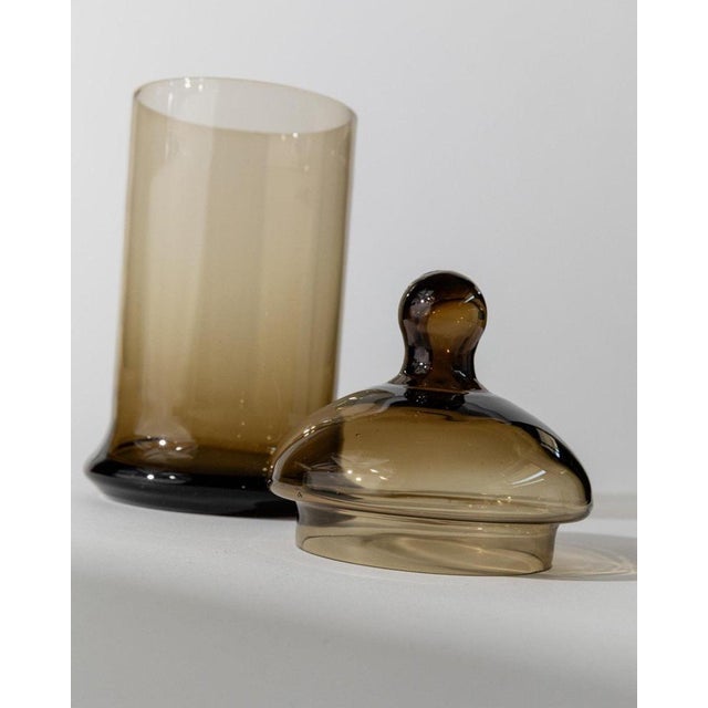 Mid-Century Amber Glass Lidded Box, Italy, 1970s For Sale - Image 3 of 11