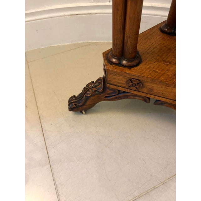 Antique Regency Pollard Oak Lamp Table with Lift Top and Carved Base, 1830s For Sale - Image 9 of 15