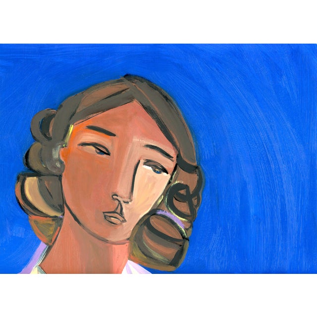 Paper Girl With Mangos Cubist Portrait Painting by Alexandra Swistak For Sale - Image 7 of 7