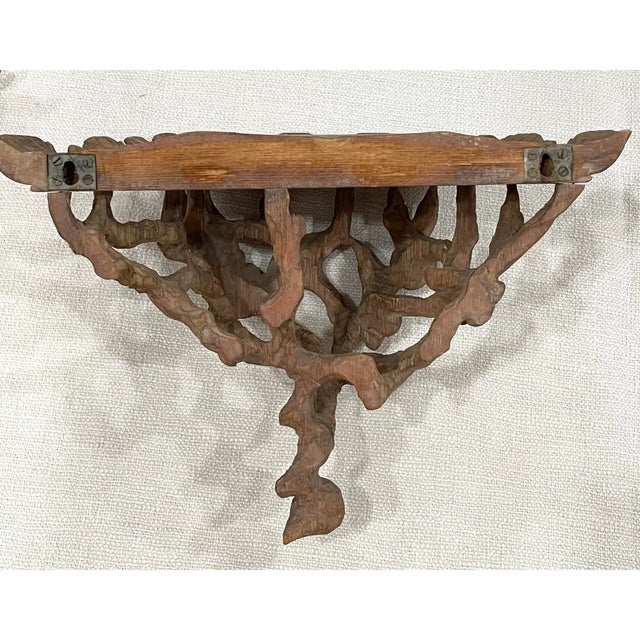 Vintage Carved Faux Bois Floral Wall Shelves For Sale - Image 10 of 10