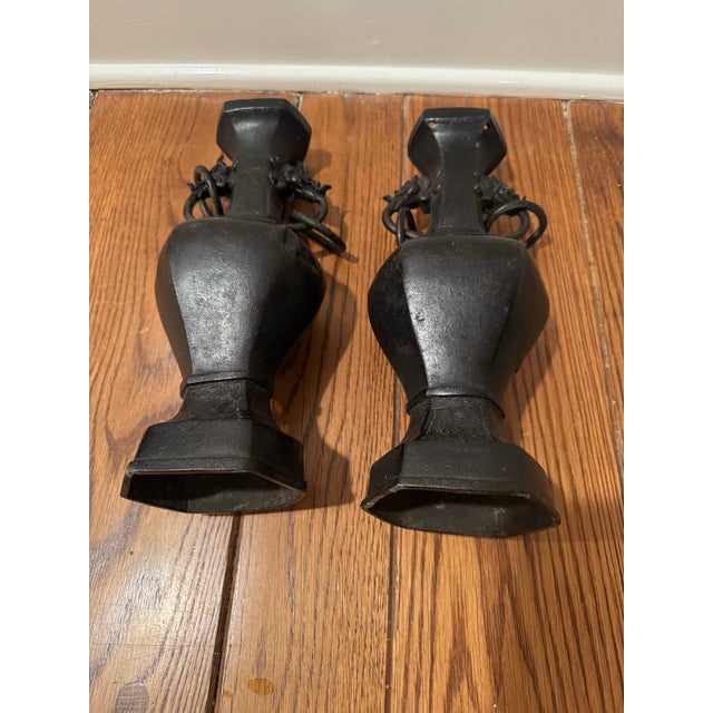 Pair of Antique Chinese Archaic Bronze Urns For Sale - Image 9 of 11