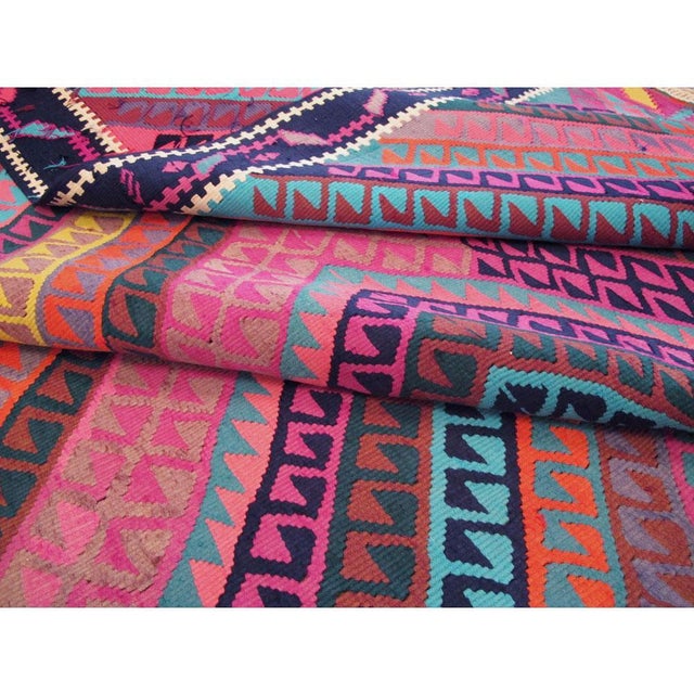 Galerie Shabab Collection Colorful Mid-20th Century Turkish Flat-Weave Kilim Square Room Size Rug For Sale - Image 10 of 10
