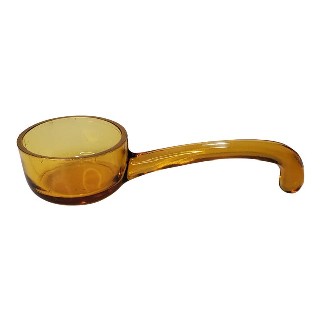 Mid Century Tiffin Gold Edge Amber Glass Condiment Spoon For Sale