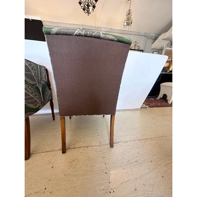 Mid 19th Century Federal Sheraton Inlaid & Newly Upholstered Armchairs -a Pair For Sale - Image 5 of 12
