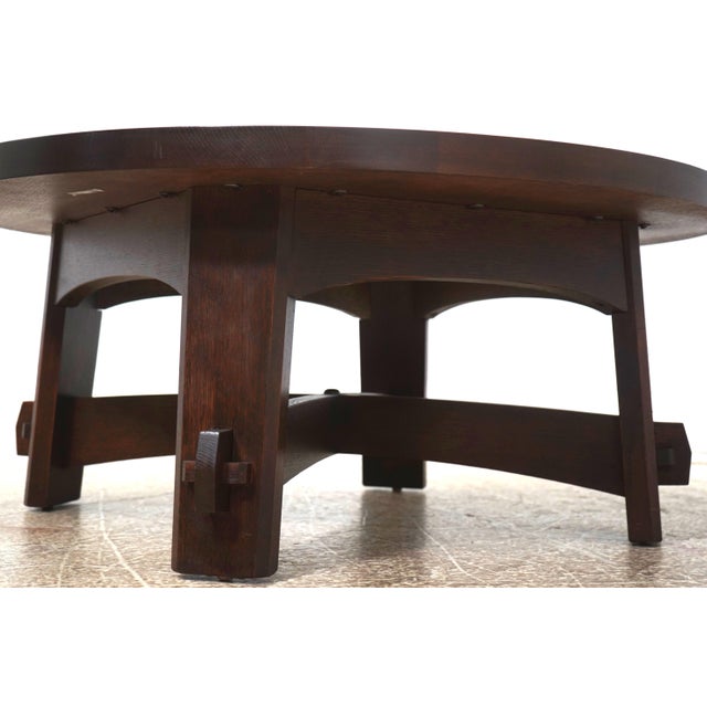 Stickley Stickley Round Mission Oak Cocktail Table For Sale - Image 4 of 14