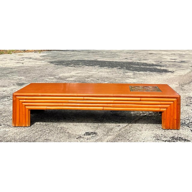 Vintage Coastal Pretzel Rattan Glass Cube Coffee Table Chairish