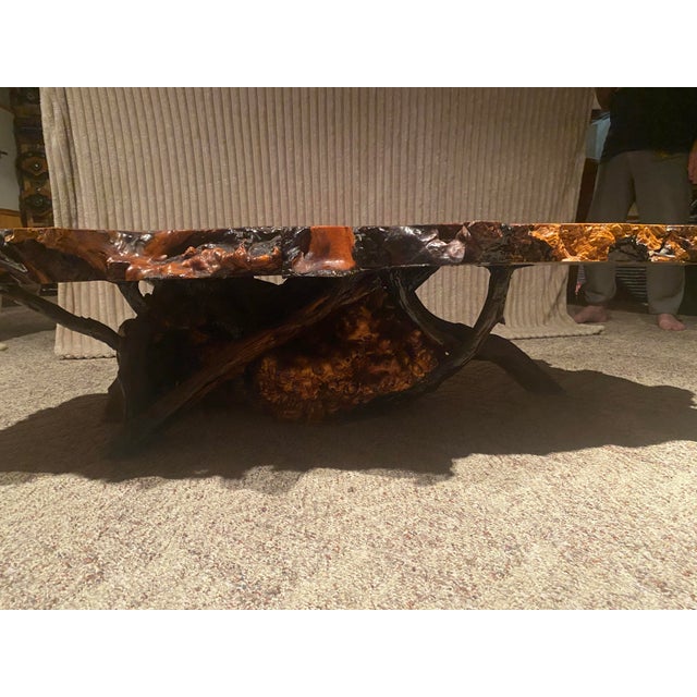 Vintage Redwood Burl Tree Trunk Coffee Table – Sculptural Organic Modern Design For Sale - Image 9 of 9