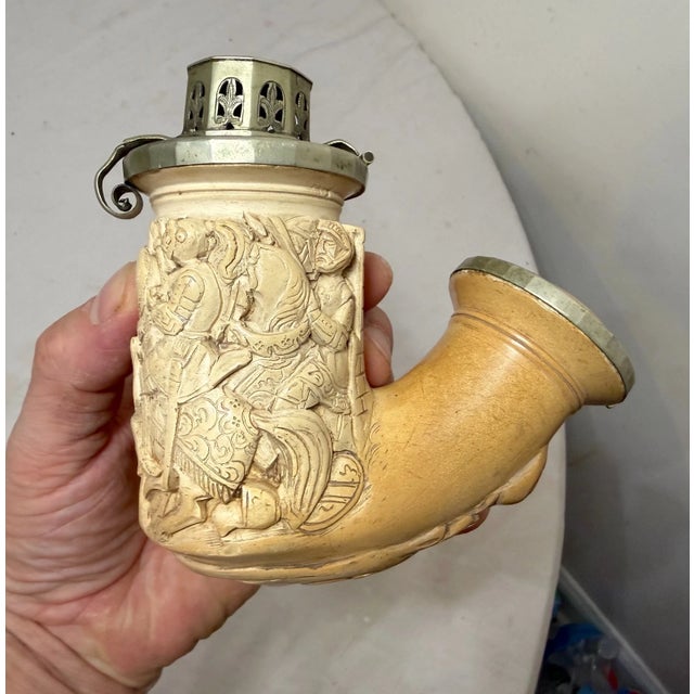 Large Antique 1800's Hand Carved German Meerschaum Silver Knight Smoking Pipe For Sale - Image 15 of 15