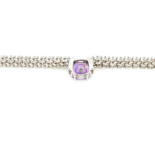 Lehrer Designs Amethyst TorusRing Sterling Silver Link Necklace With Diamonds For Sale - Image 4 of 5