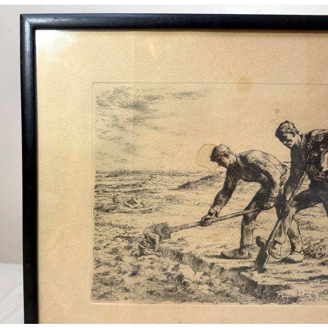 Printmaking Materials Original Antique Mid 19th Century Jean-François Millet the Diggers Etching Print For Sale - Image 7 of 11