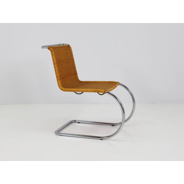Silver MF10 Cantilever Chairs in Woven Straw by Ludwig Mies van der Rohe for Thonet, 1970, Set of 5 For Sale - Image 8 of 16