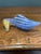 Glass Mid-20th Century Italian Murano Glass Slipper With Blue and White Zanfirico Ribbon Filigree For Sale - Image 7 of 11